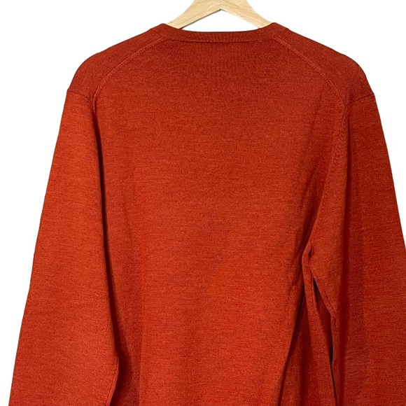 Brooks Brothers Mens Merino Wool V Neck Pullover Sweater Size L Reddish Brown - Picture 4 of 7